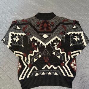 Vintage 90s AOP knit Sweater Aztec Print Size Large Men's Chartwell